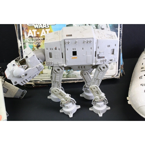 1474 - Star Wars - Three original Star Wars vehicles to include boxed Empire Strikes Back AT-AT (poor box m... 