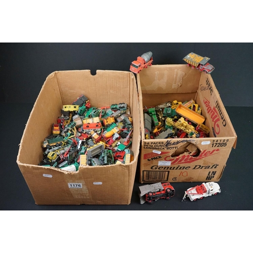 1176 - Large Collection of Mid 20th C onwards heavily play worn diecast models, mostly Matchbox, to include... 