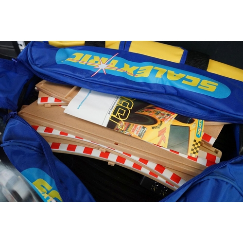 1180A - Collection of Scalextric to include carry bag, 2 x controllers, 1 x slot cars (Subaru, Renault), box... 