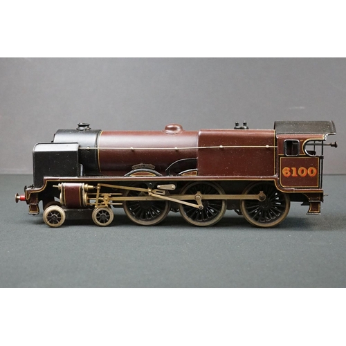 227 - Boxed Bassett Lowke O gauge LMS Royal Scot 4-6-0 Locomotive no 6100 with tender, in maroon, loco bod... 