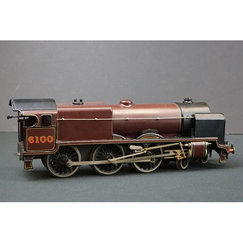 227 - Boxed Bassett Lowke O gauge LMS Royal Scot 4-6-0 Locomotive no 6100 with tender, in maroon, loco bod... 