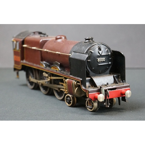 227 - Boxed Bassett Lowke O gauge LMS Royal Scot 4-6-0 Locomotive no 6100 with tender, in maroon, loco bod... 