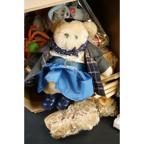 1367 - Large quantity of soft toys to include Ty Bears,  Clemens etc plus Beattrix Potter books and other t... 