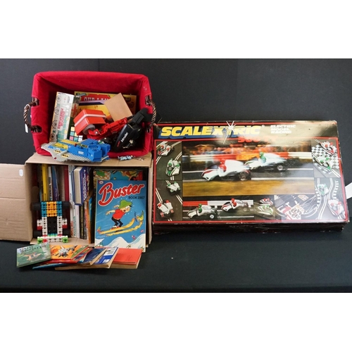 1376 - Collection of Annuals, Children's Books, Puzzles, Lego, etc, to include 1 x boxed Scalextric 500 TT ... 