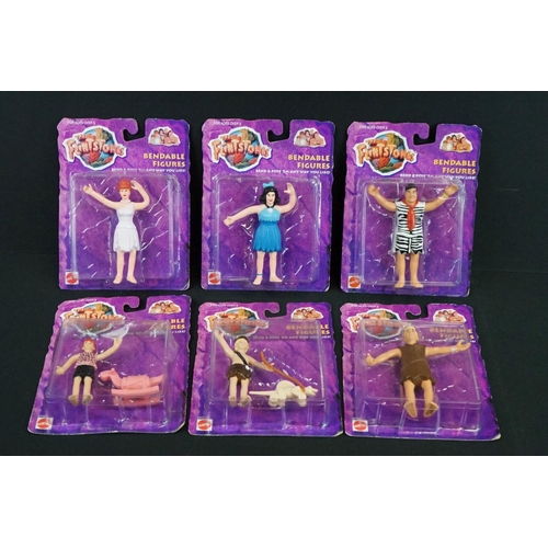 1451 - Six carded Mattel The Flintstones Bendable figures to include Fred, Wilma, Pebbles, Bamm-Bamm, Betty... 