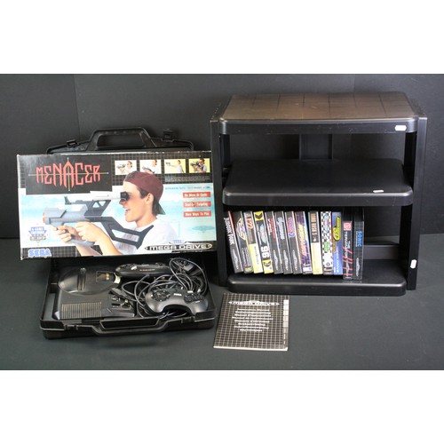 1417 - Retro Gaming - Cased Sega Mega Drive 16bit games console with 3 x original controllers, boxed Menace... 