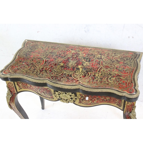 565 - 19th century French Tortoiseshell and Brass Marquetry Fold Over Card Table in the manner of Andre-Ch... 