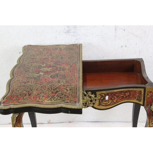 565 - 19th century French Tortoiseshell and Brass Marquetry Fold Over Card Table in the manner of Andre-Ch... 