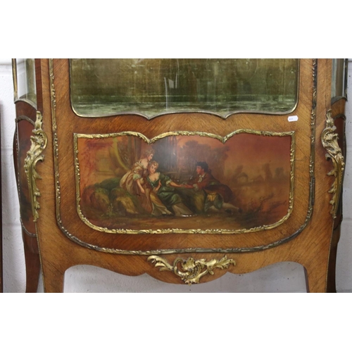 568 - French Louis XV Revival Gilt Metal Mounted Vernis Martin Vitrine Display Cabinet with scrolling cres... 