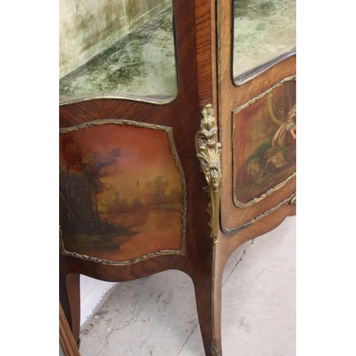 568 - French Louis XV Revival Gilt Metal Mounted Vernis Martin Vitrine Display Cabinet with scrolling cres... 