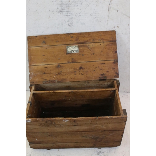 570 - Late 19th / Early 20th century Waxed Pine Box, 70cm wide x 41cm high