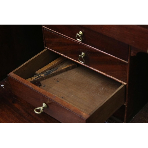 576 - George III Mahogany Bureau, the fall front opening to a fitted interior, four long drawers and raise... 