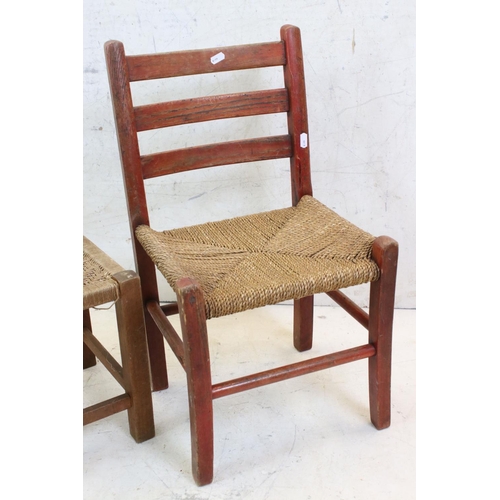 632 - Child's Rush Seat Chair and Two similar stools