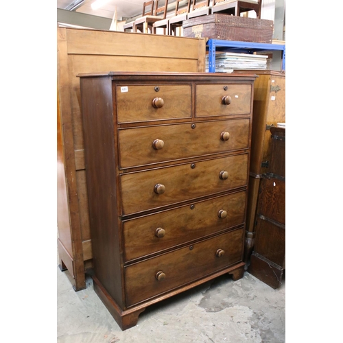 633 - 19th century mahogany housekeeper's linen chest of six drawers on bracket feet