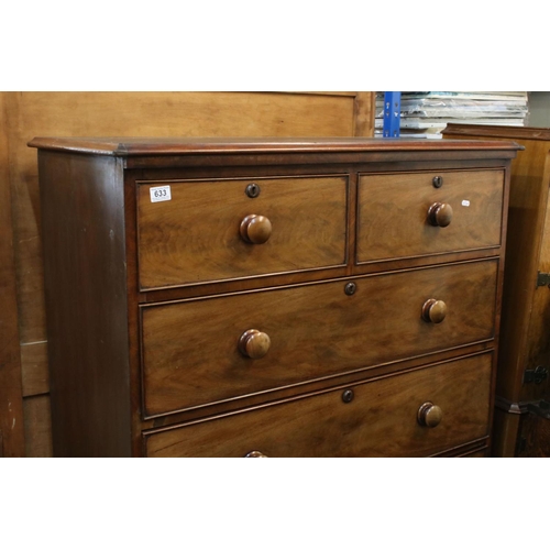 633 - 19th century mahogany housekeeper's linen chest of six drawers on bracket feet