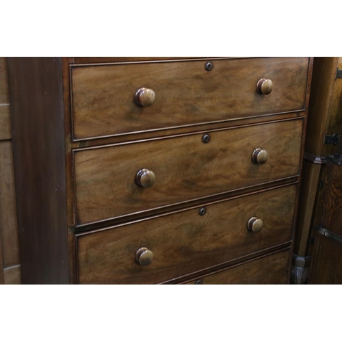 633 - 19th century mahogany housekeeper's linen chest of six drawers on bracket feet