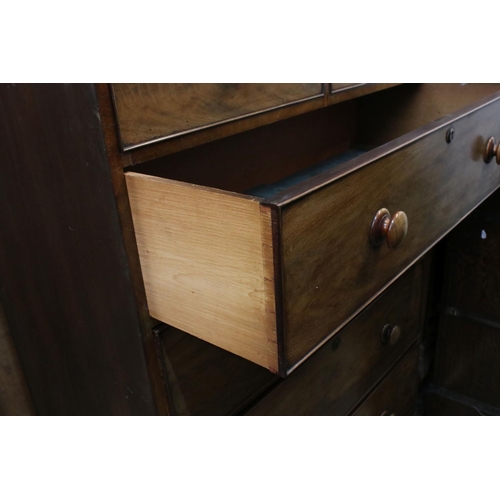 633 - 19th century mahogany housekeeper's linen chest of six drawers on bracket feet