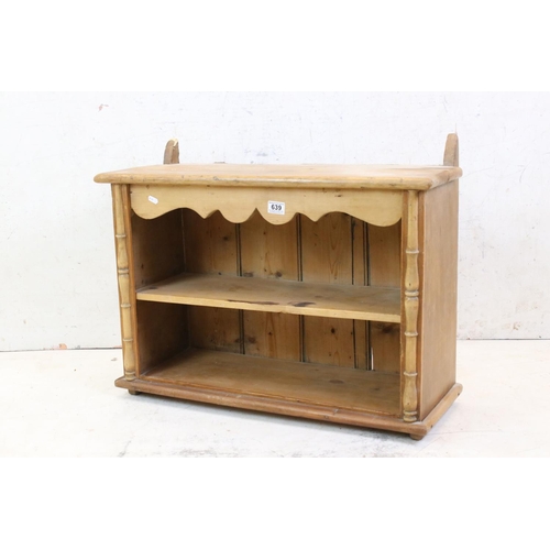 639 - Pine Hanging Shelf with shaped frieze, 79cm long x 60cm high