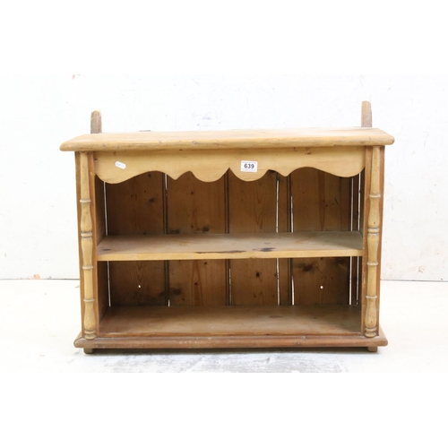 639 - Pine Hanging Shelf with shaped frieze, 79cm long x 60cm high