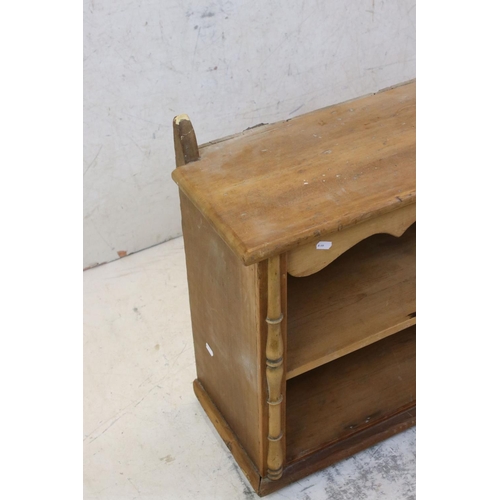 639 - Pine Hanging Shelf with shaped frieze, 79cm long x 60cm high