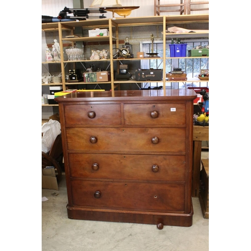 642 - Victorian Mahogany Chest of Two Short over Three Long Drawers, raised on a plinth base, 120cm long x... 