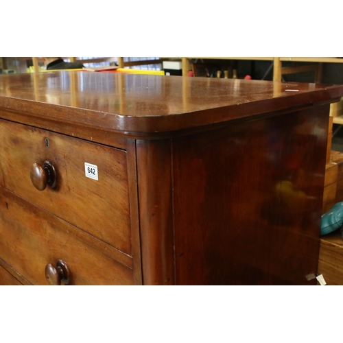 642 - Victorian Mahogany Chest of Two Short over Three Long Drawers, raised on a plinth base, 120cm long x... 