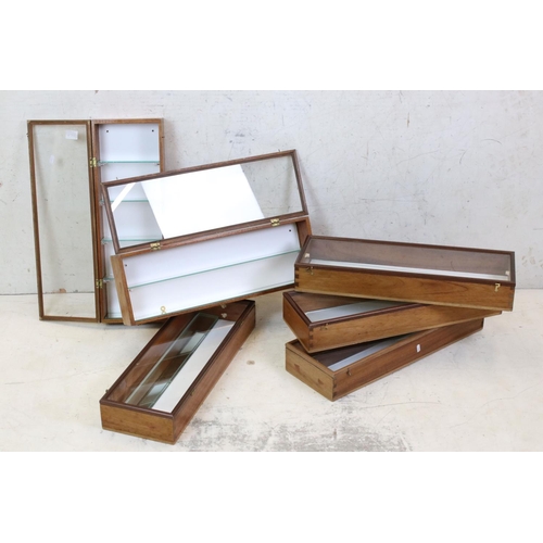 651 - Six Wooden Collector's Display Cabinets, each with glazed hinged fronts and mirrored or glass shelve... 