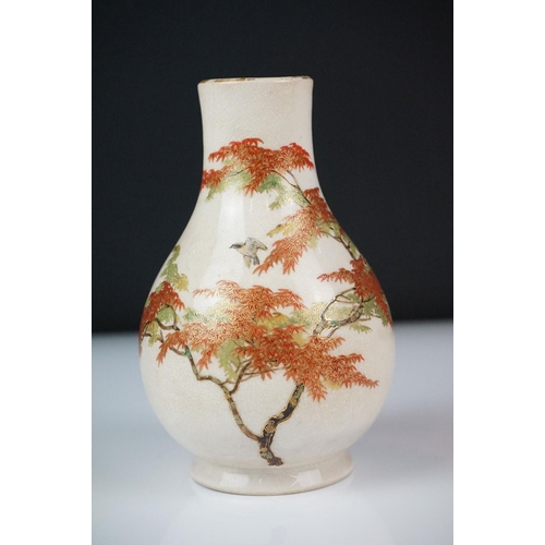 19 - Japanese Satsuma ' Maple Leaves ' Vase by Yabu Meizan, Meiji period, 14cm high