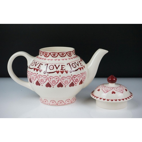 20 - Collection of 10 items of Emma Bridgewater, to include a 'Love' teapot & cover (19cm high), Spongewa... 