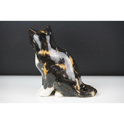 27 - Winstanley pottery figure of a seated tabby cat with glass eyes, size 2, signed Winstanley to base, ... 