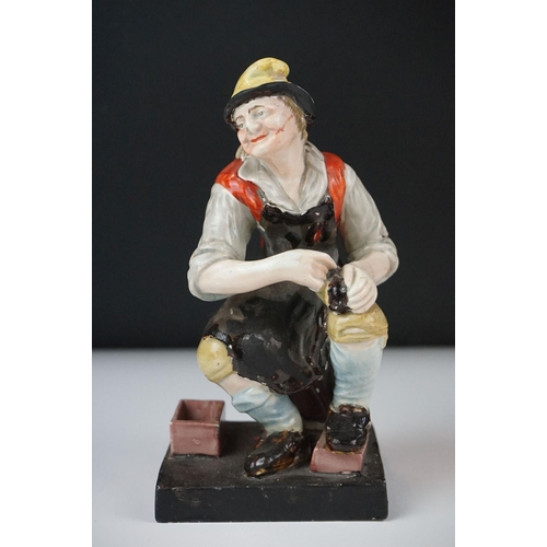 28 - 19th Century Staffordshire Toby jug modelled as Toby Philpott holding a foaming tankard and pipe, ap... 