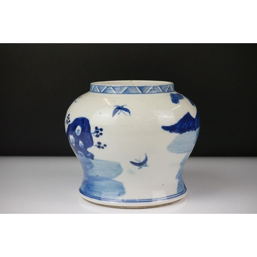 29 - Chinese Porcelain Jar decorated in blue and white with figures, 14.5cm high