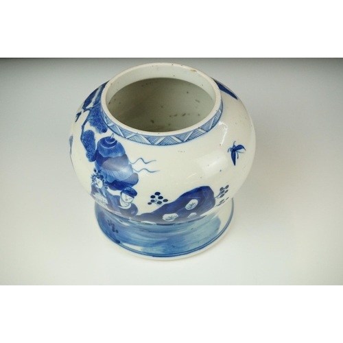 29 - Chinese Porcelain Jar decorated in blue and white with figures, 14.5cm high