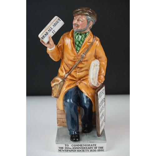 33 - Three Royal Doulton porcelain figures to include ' The Newsvendor ', no. HN 2891, 21cm high, and two... 