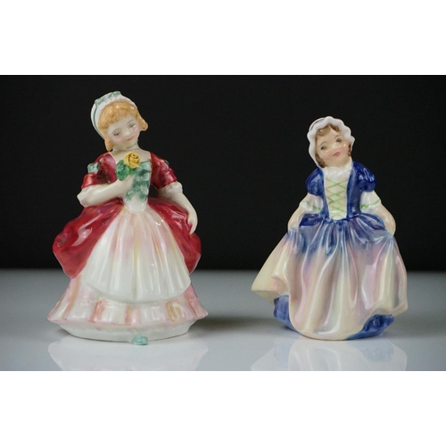 36 - Five Royal Doulton porcelain figures of young ladies and girls, to include HN 1955 Lavinia, HN 2107 ... 