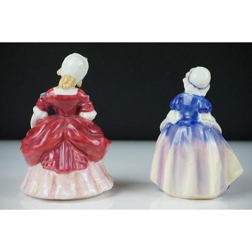 36 - Five Royal Doulton porcelain figures of young ladies and girls, to include HN 1955 Lavinia, HN 2107 ... 