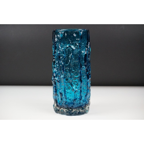 4 - Whitefriars Kingfisher Blue Textured Bark Vase, pattern no. 9691, approx 23cm high