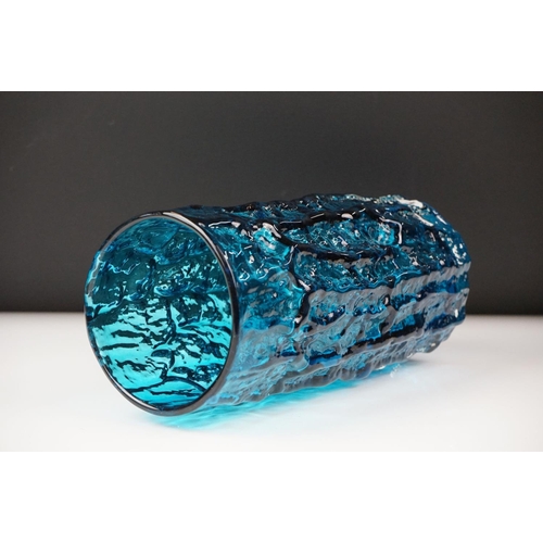 4 - Whitefriars Kingfisher Blue Textured Bark Vase, pattern no. 9691, approx 23cm high