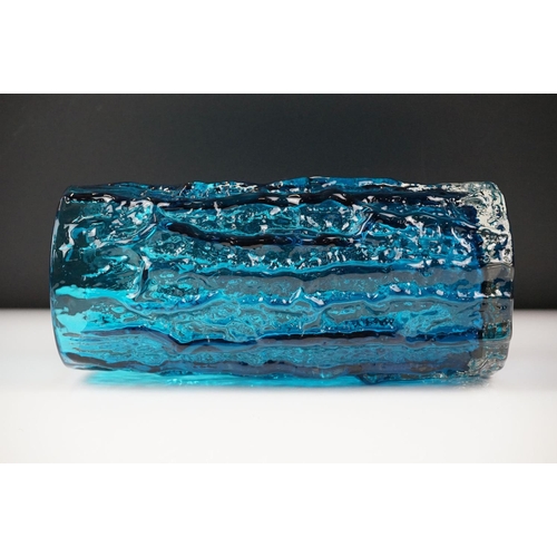 4 - Whitefriars Kingfisher Blue Textured Bark Vase, pattern no. 9691, approx 23cm high