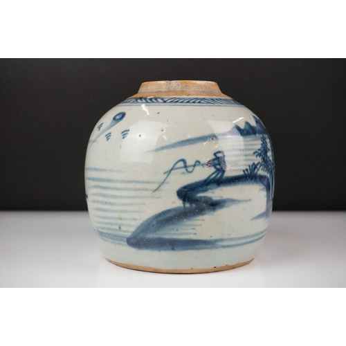 40 - Chinese Lidded Blue and White Ginger Jar, 17cm high together with a further Chinese Blue and White G... 