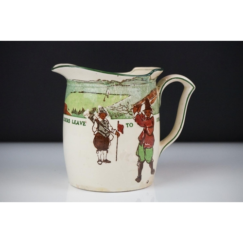 47 - Royal Doulton Golfing Series Ware jug and plate, the jug depicting two golfers with motto ' To Laugh... 