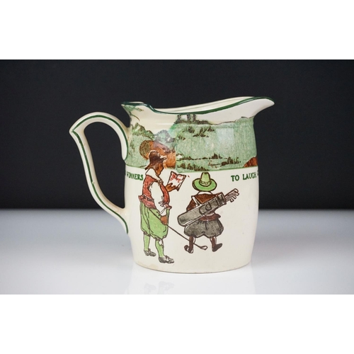 47 - Royal Doulton Golfing Series Ware jug and plate, the jug depicting two golfers with motto ' To Laugh... 