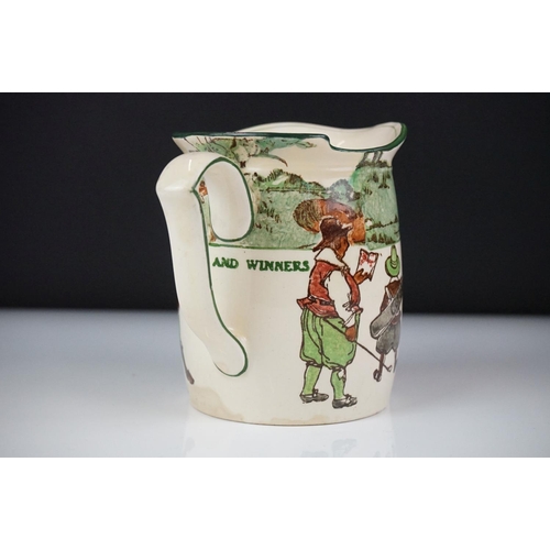 47 - Royal Doulton Golfing Series Ware jug and plate, the jug depicting two golfers with motto ' To Laugh... 