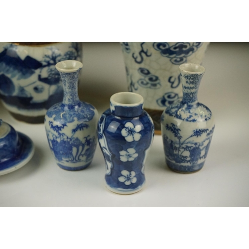 58 - Collection of Chinese Ceramics including Gu Shaped Blue and White Vases with four Kangxi marks to ba... 