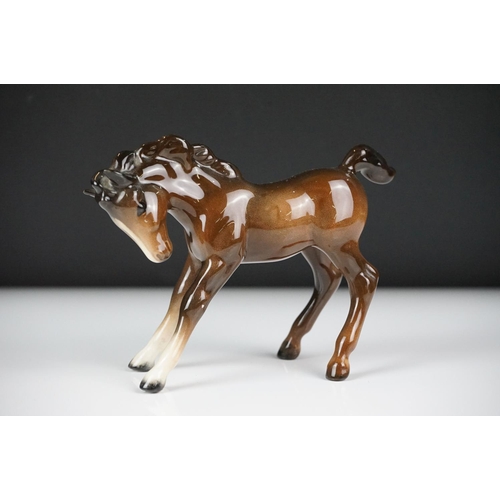 59 - Seven Beswick porcelain foals, mostly brown gloss examples, tallest approx 13cm, all with printed ma... 