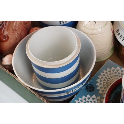 72 - Collection of mixed ceramics to include TG Green Cornish Ware (butter dish and 2 rice storage jars -... 