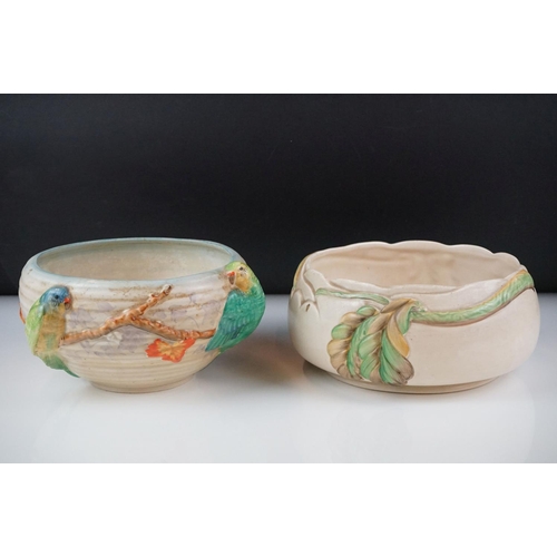 78 - Two Clarice Cliff Newport Pottery bowls, to include fruit bowl with relief moulded foliate decoratio... 