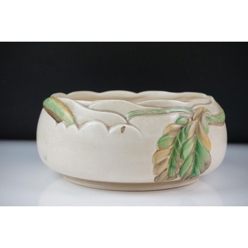 78 - Two Clarice Cliff Newport Pottery bowls, to include fruit bowl with relief moulded foliate decoratio... 