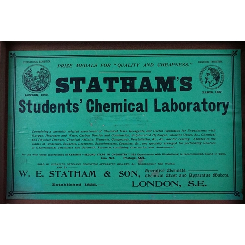 149 - Late 19th Century mahogany Statham's Students' Chemical Laboratory by by W E Statham, Operative Chem... 