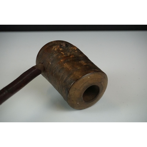 155 - Wooden Kruger Pipe with mouthpiece and tassel to end, approx 60cm long